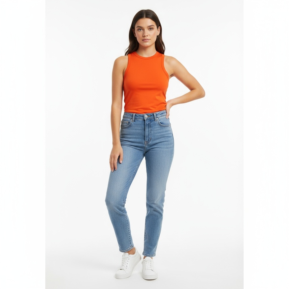 UNIVERSAL STANDARD High Neck Tank Top Orange Pima Cotton Size 4XS 00-0 New